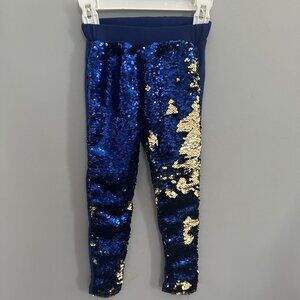 Blue & Gold Flip Reversible Sequin Leggings Girls Size 5